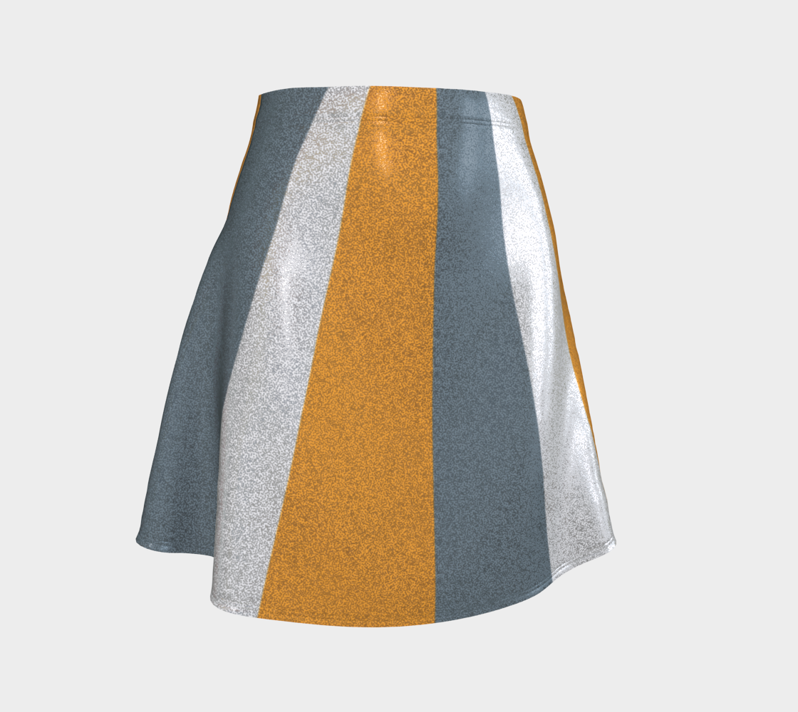 Skirt with gray, orange, and white stripes on a light gray background
